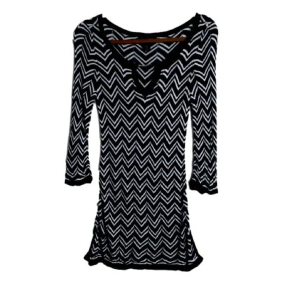 White House Black Market Bodycon Dress XS Blue Chevron